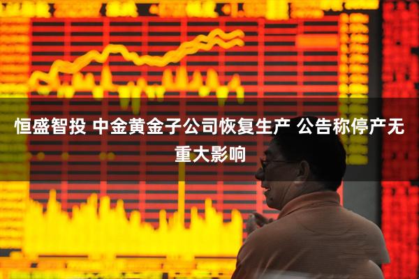 恒盛智投 中金黃金子公司恢復生產 公告稱停產無重大影響